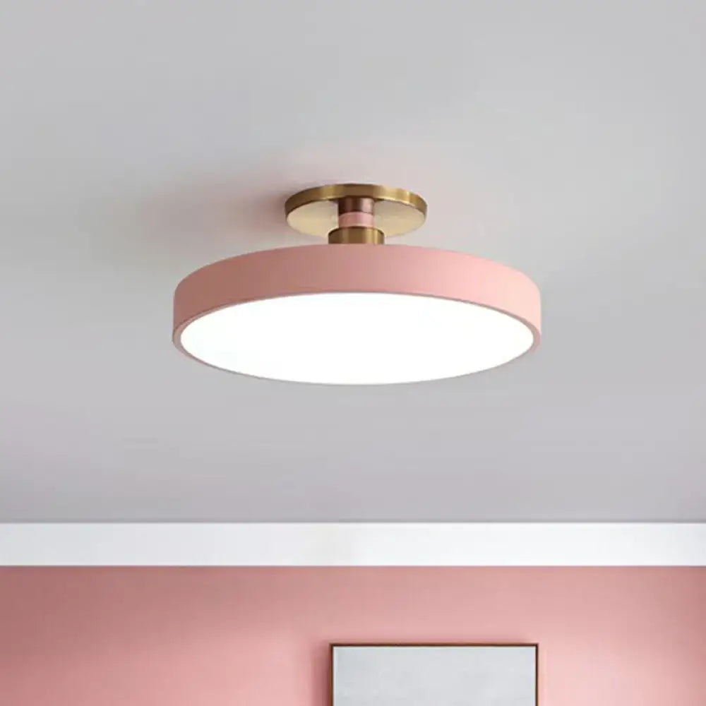 Modern blue and gold round flush mount ceiling light for bedroom