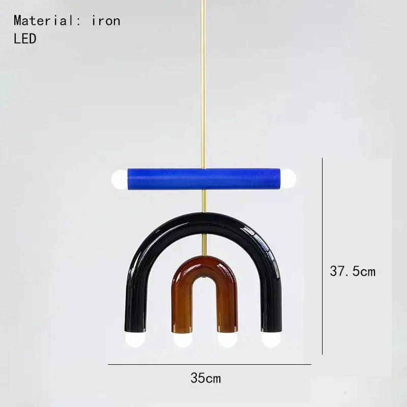 Modern blue and wood pendant lamp for dining room