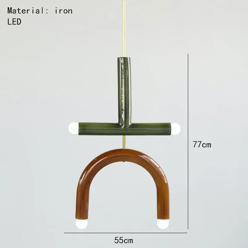 Modern blue and wood pendant lamp for dining room