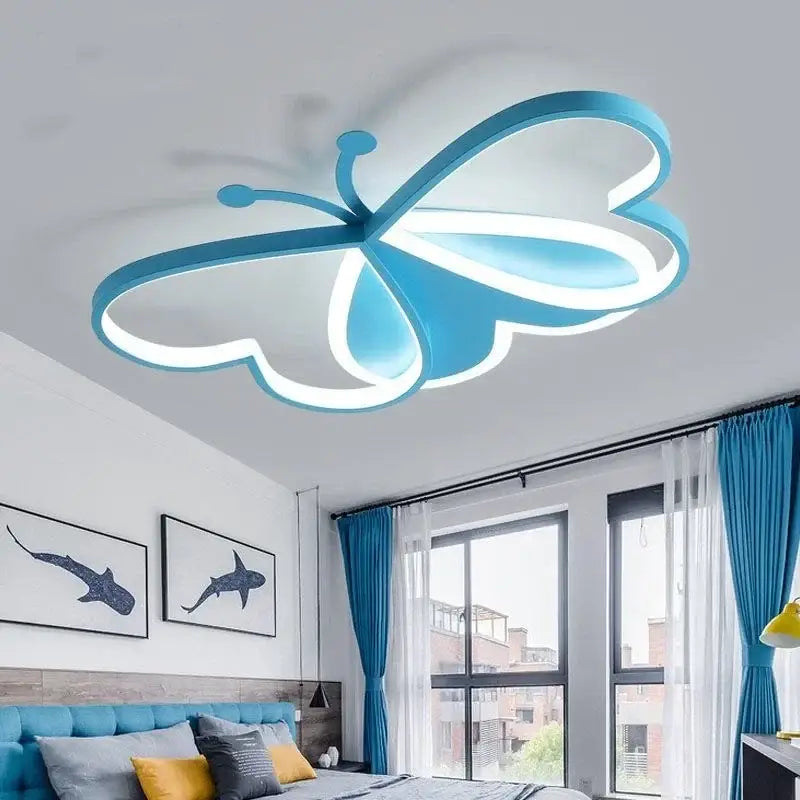 Modern blue butterfly ceiling light for bedroom