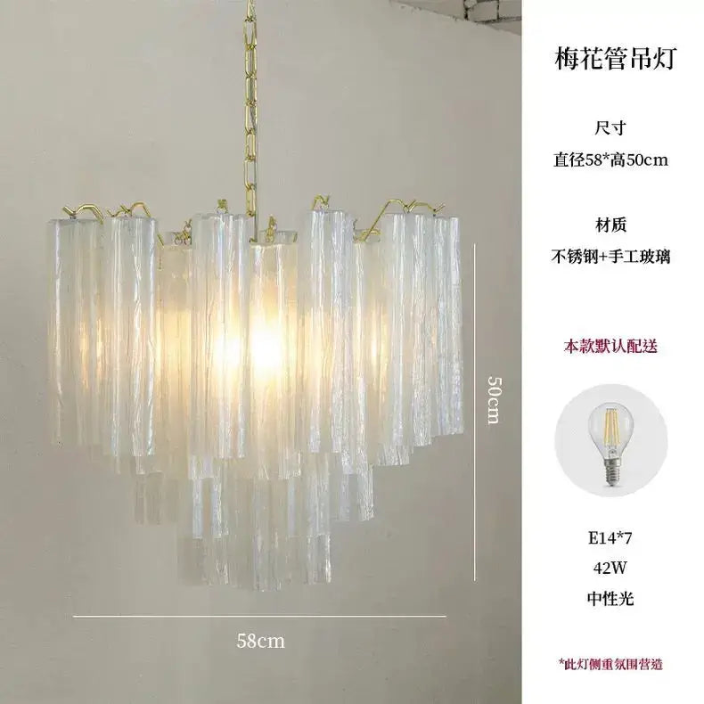 Modern blue & clear colorized glass led chandelier living room