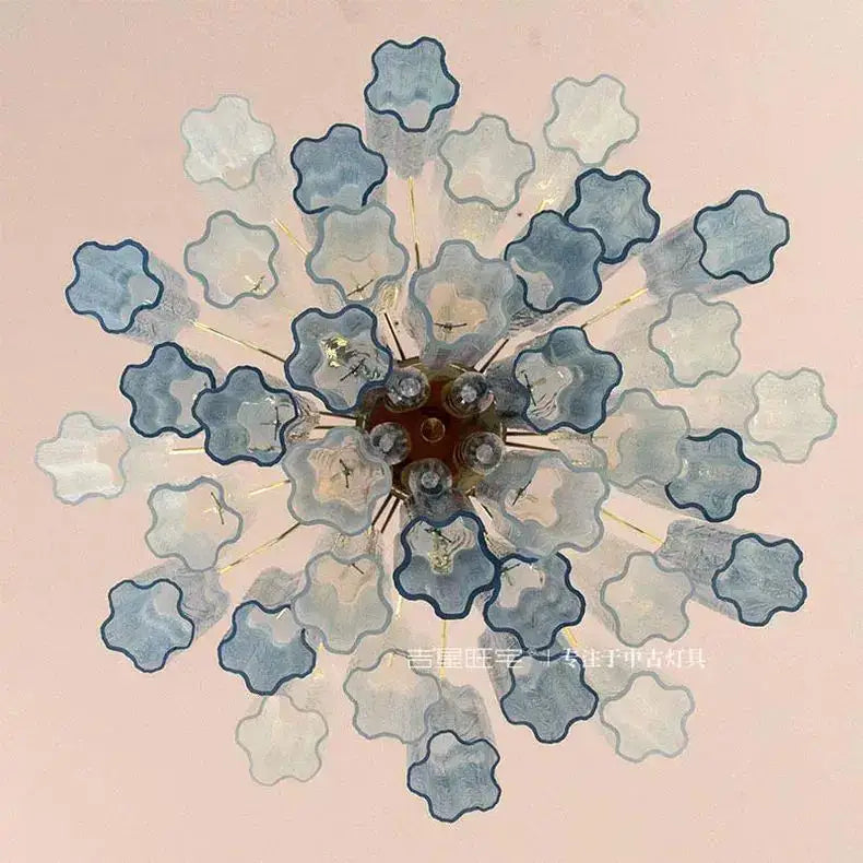 Modern blue & clear colorized glass led chandelier living room