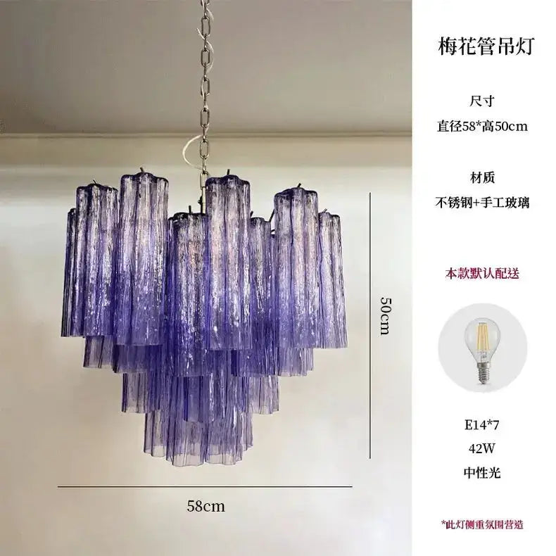 Modern blue & clear colorized glass led chandelier living room