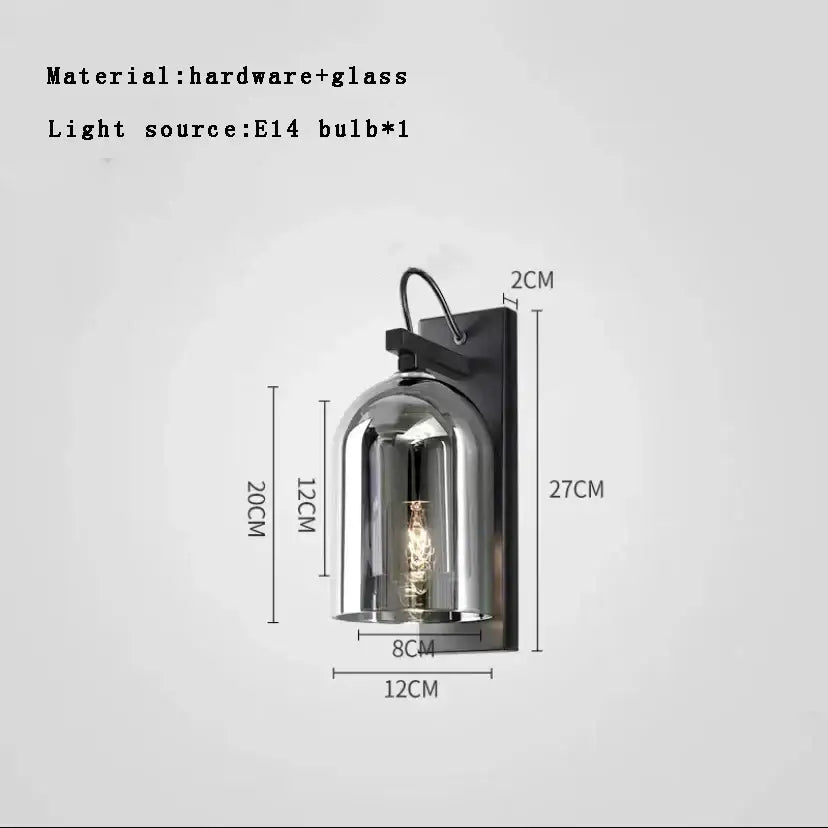 Modern blue glass dome wall sconce lamp – bedroom gold base light