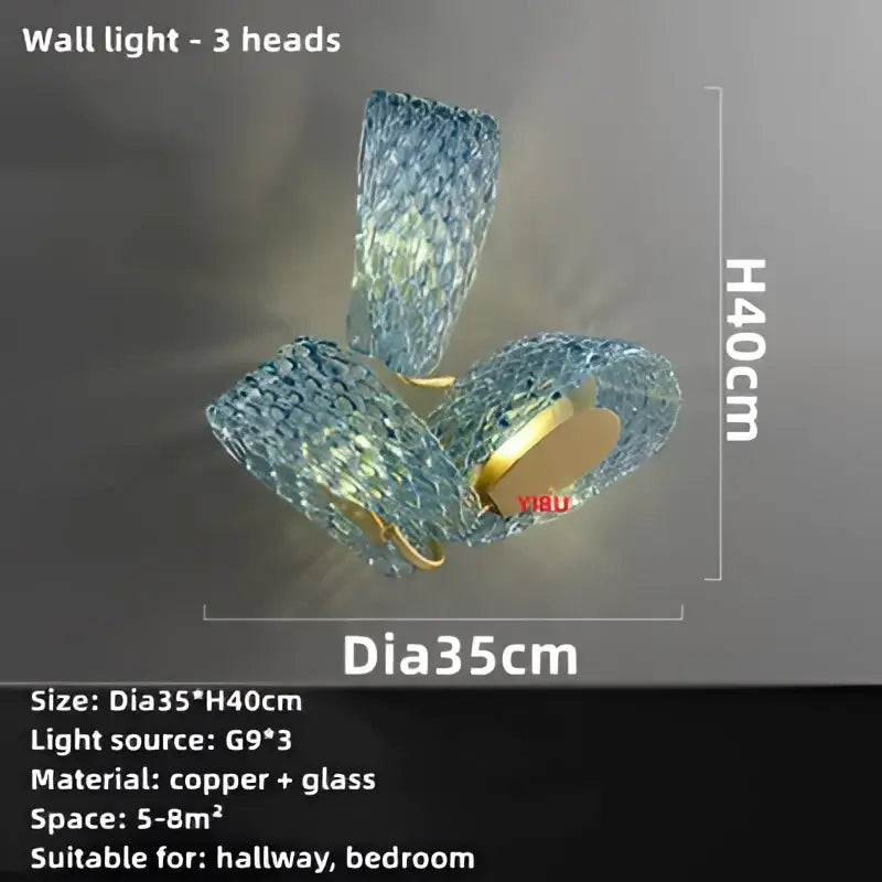 Modern blue glass led pendant lamps bedroom chandelier lighting