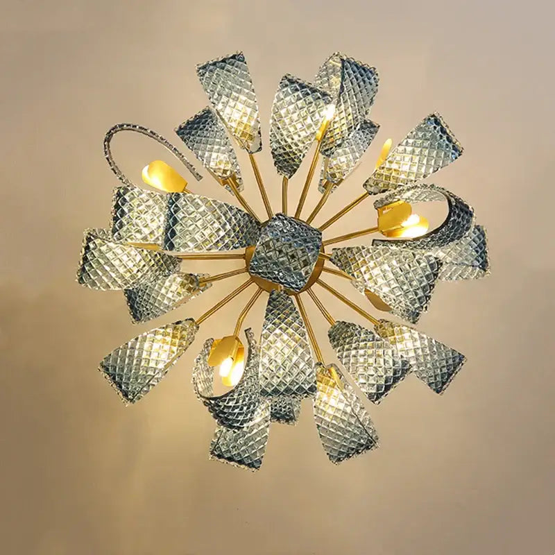 Modern blue glass led pendant lamps bedroom chandelier lighting