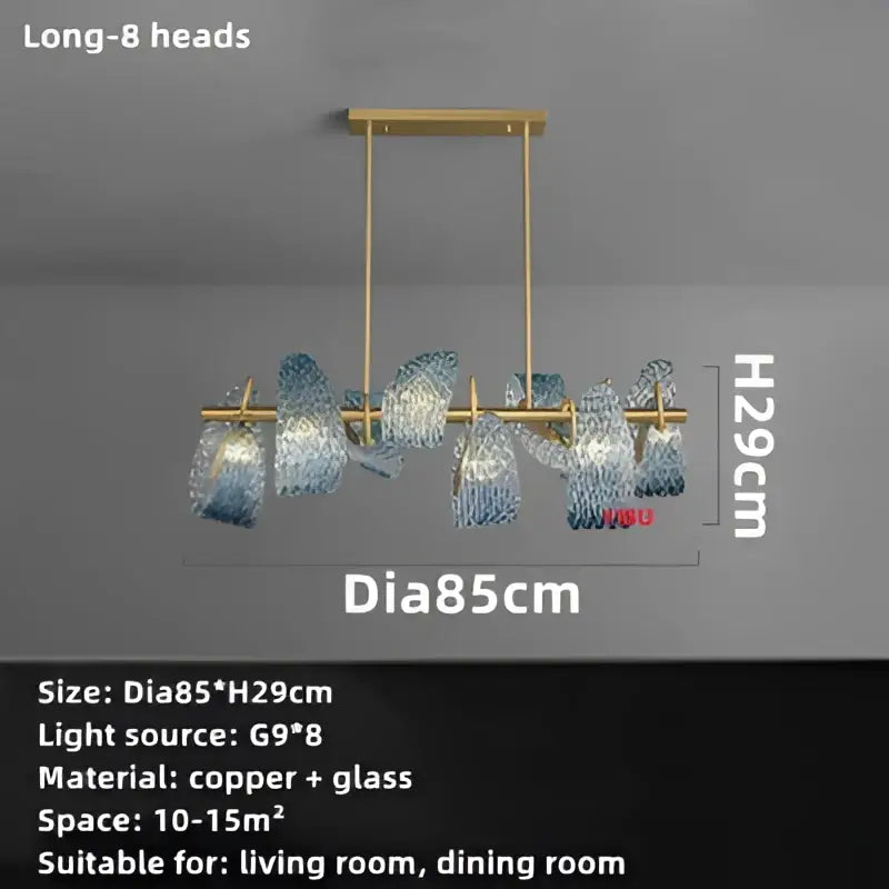 Modern blue glass led pendant lamps bedroom chandelier lighting