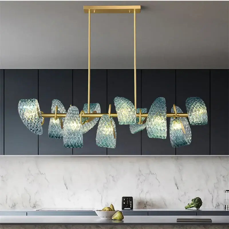 Modern blue glass led pendant lamps bedroom chandelier lighting