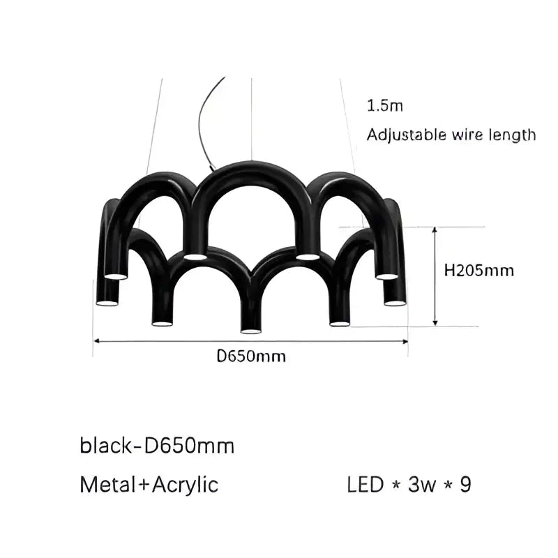Modern blue metal arch chandelier – kitchen pendant light