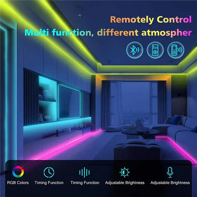 Modern bluetooth rgb led strip light bedroom app control decorbites