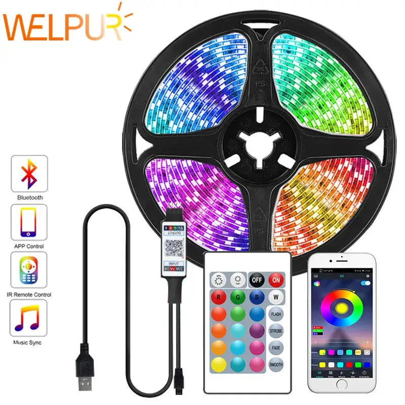 Modern bluetooth rgb led strip light bedroom app control decorbites