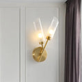 Modern brass 2-light glass wall sconce bedroom 110v-120v fixture