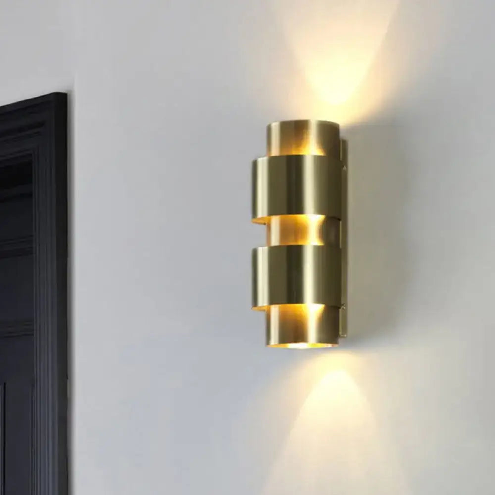 Modern brass 3 tier metal shade wall sconce foyer light