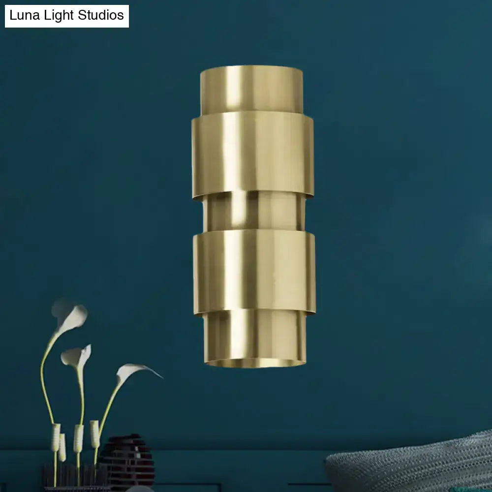 Modern brass 3 tier metal shade wall sconce foyer light