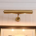 Modern brass adjustable bathroom vanity sconce with elongated rectangular shade compatible with 110v-120v and 220v-240v
