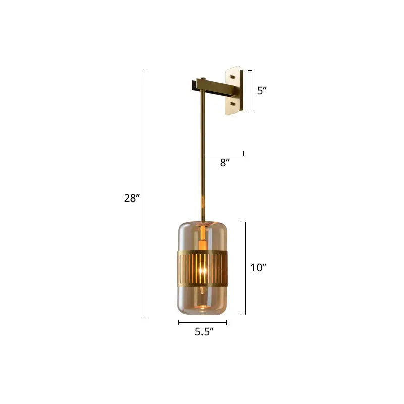 Modern brass and amber glass wall sconce – bedroom modern wall light
