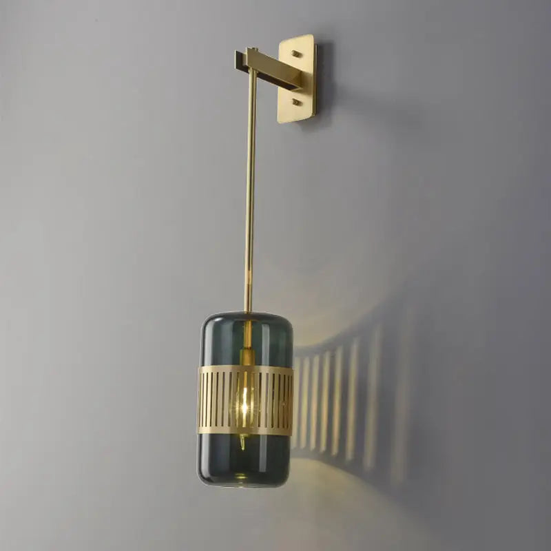 Modern brass and amber glass wall sconce – bedroom modern wall light