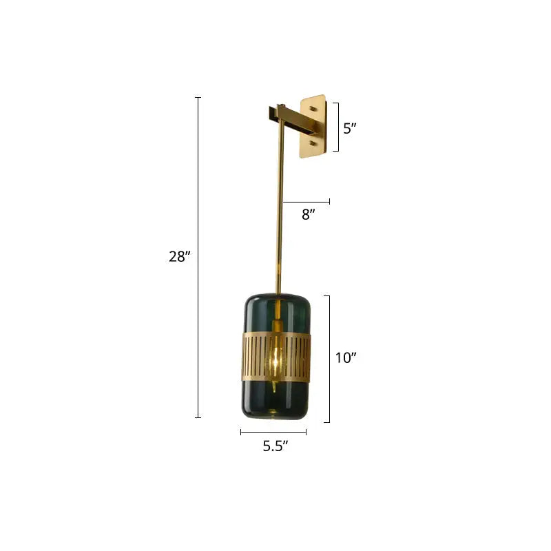 Modern brass and amber glass wall sconce – bedroom modern wall light