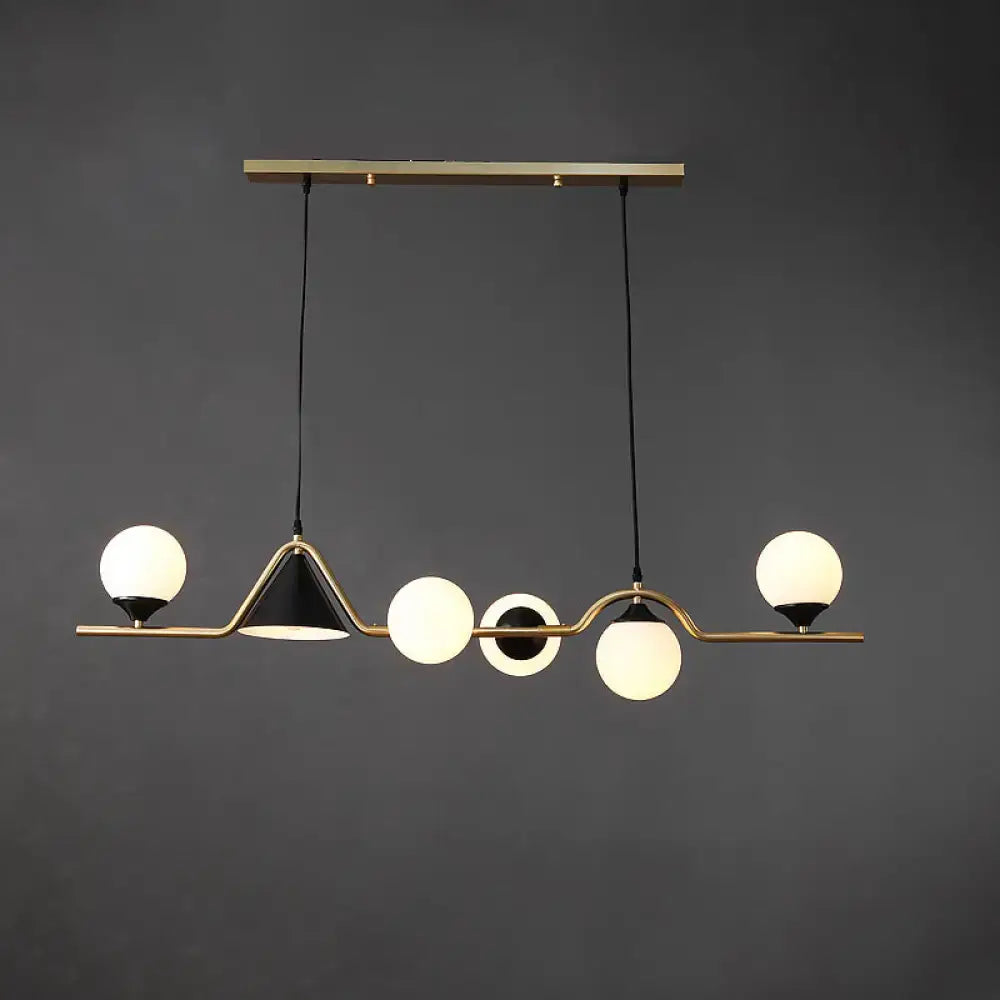 Modern brass and black 3 light hanging island light for dining room