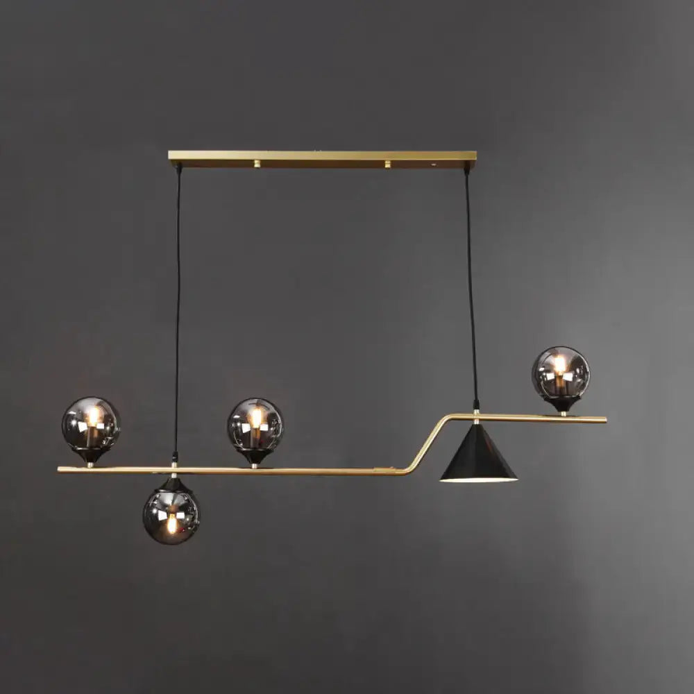Modern brass and black 3 light hanging island light for dining room