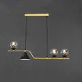 DecorBites minimalist gold metal dining pendant lamp with modern brass and black ball hanging island light design