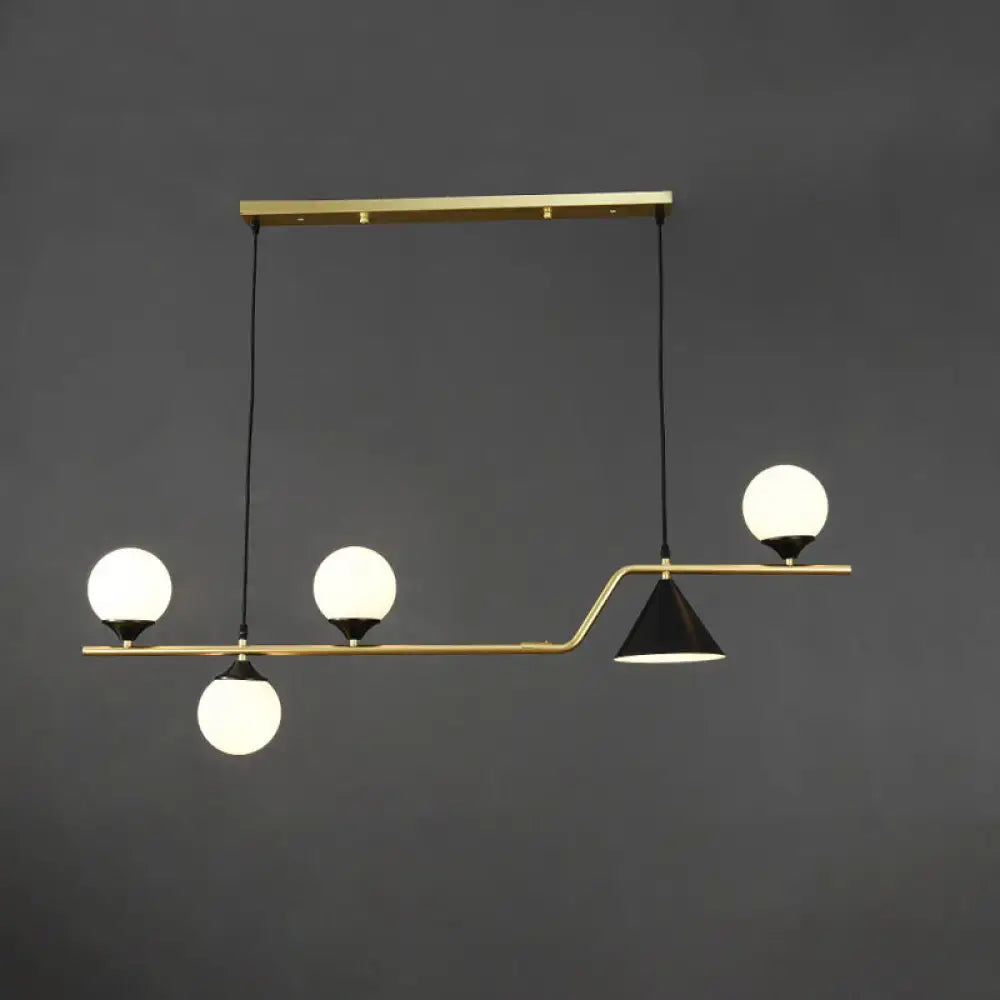 Modern brass and black 3 light hanging island light for dining room