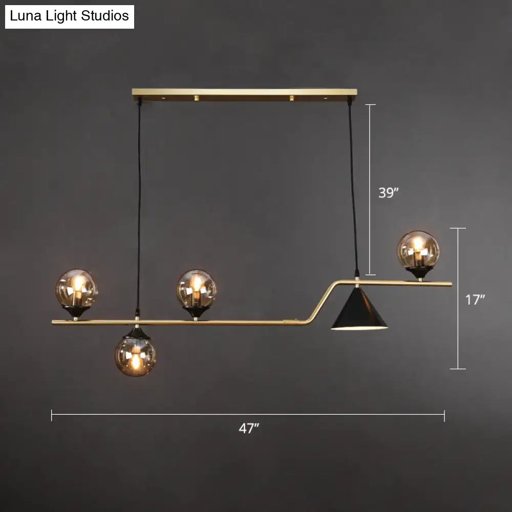 Modern brass and black 3 light hanging island light for dining room