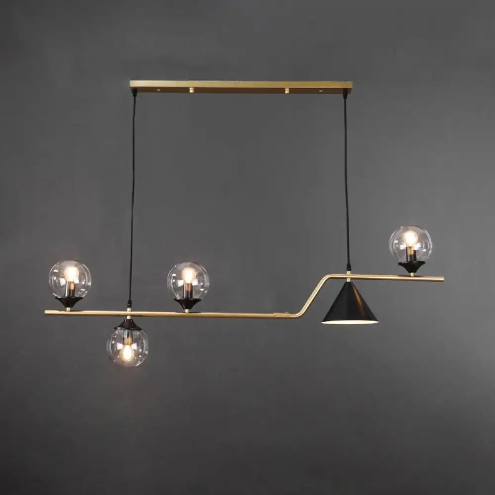 Modern brass and black 3 light hanging island light for dining room