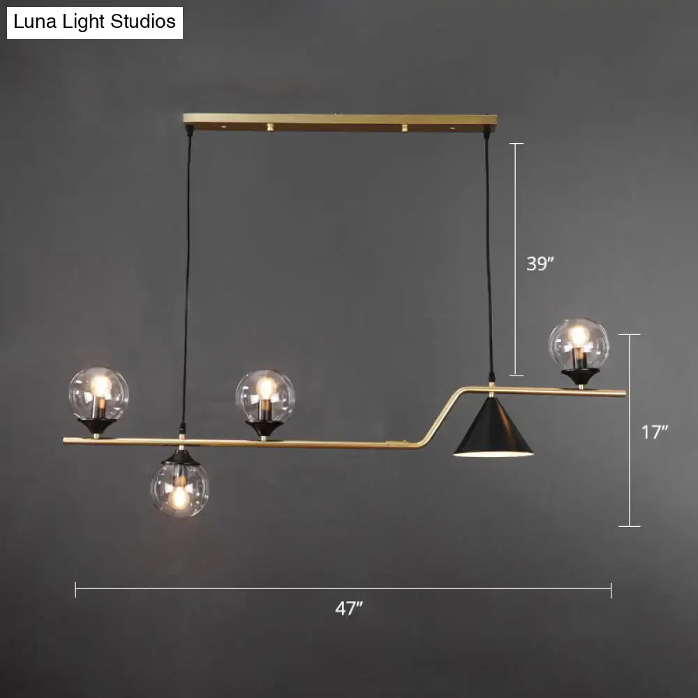 Modern brass and black 3 light hanging island light for dining room