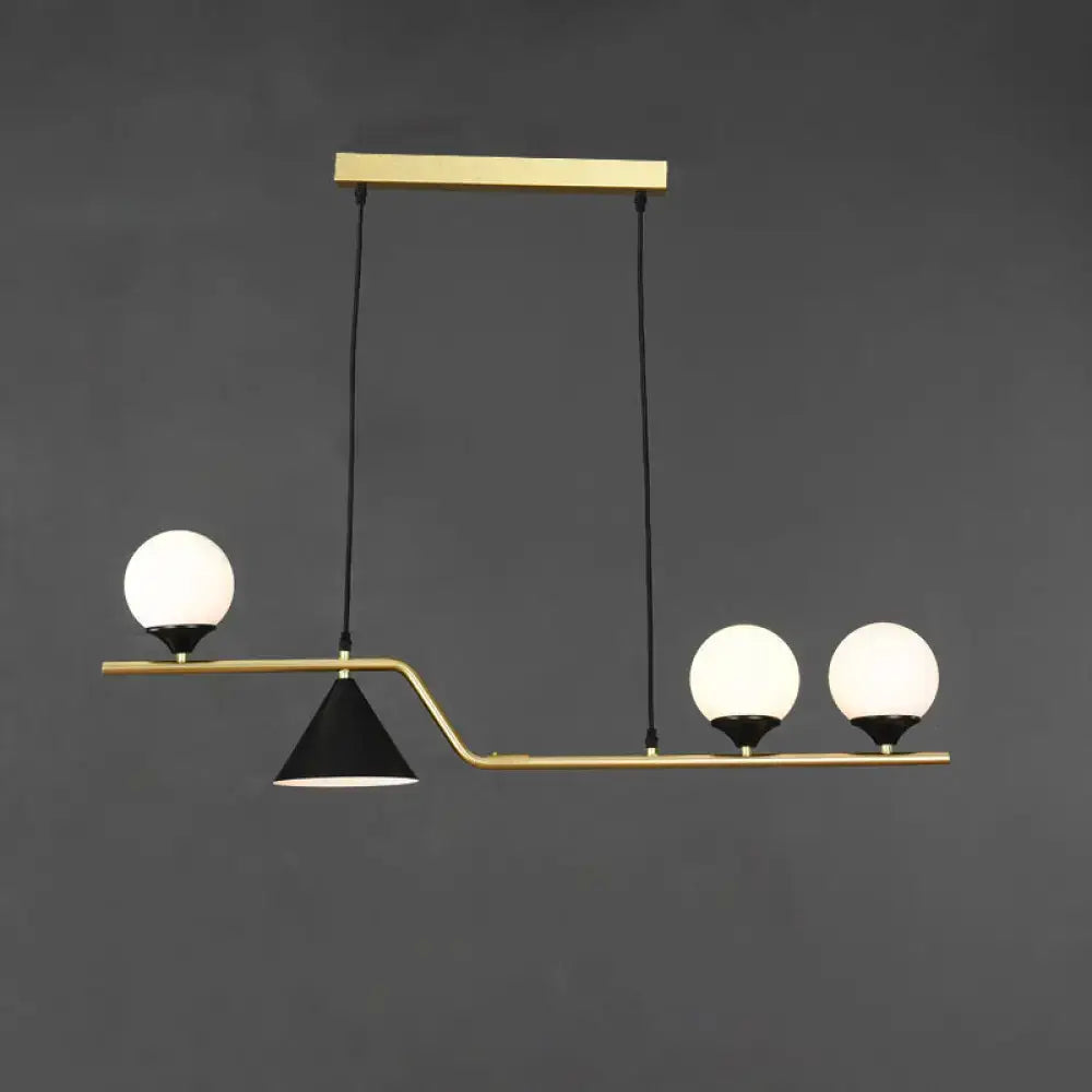 Modern brass and black 3 light hanging island light for dining room