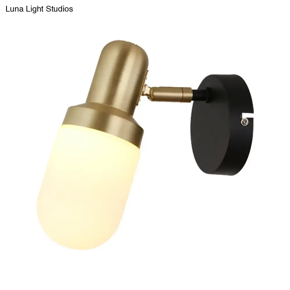 Modern brass and black glass sconce light bedroom wall lamp