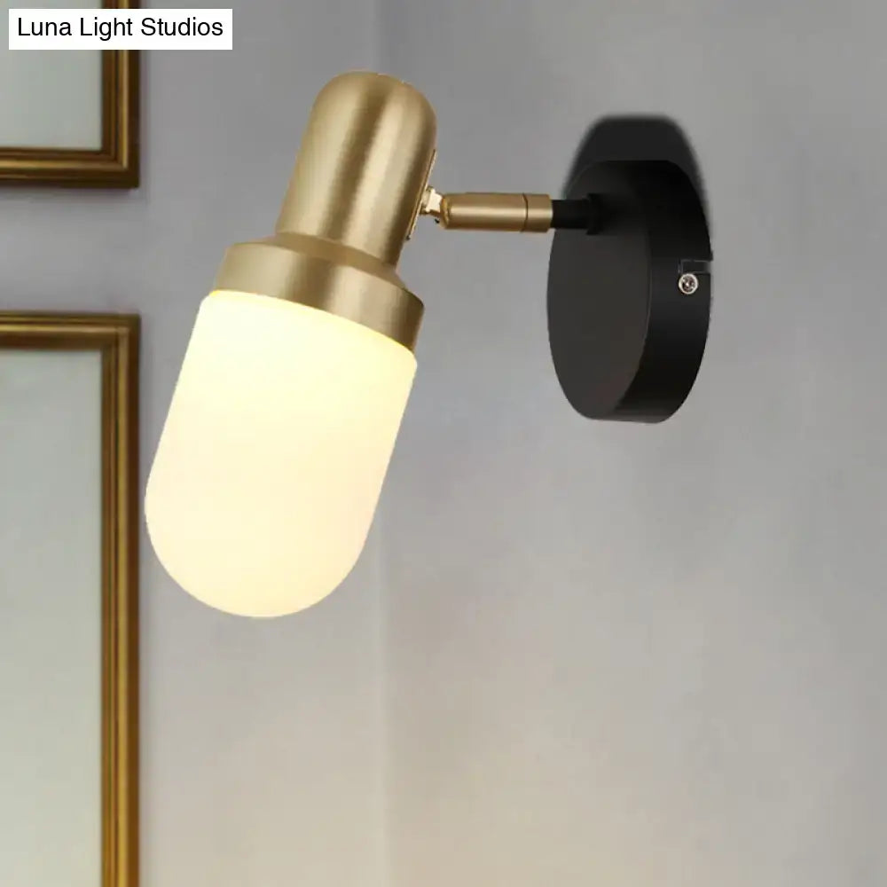 Modern brass and black glass sconce light bedroom wall lamp