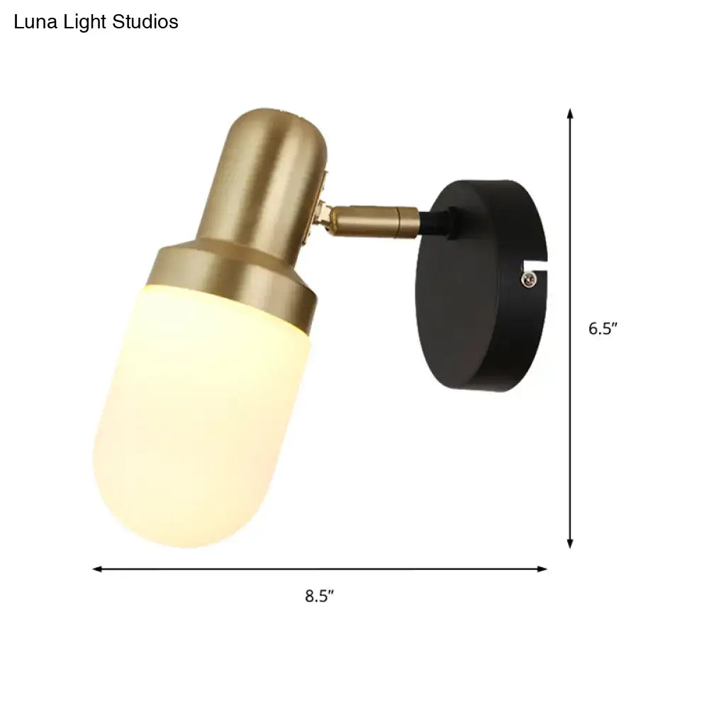 Modern brass and black glass sconce light bedroom wall lamp
