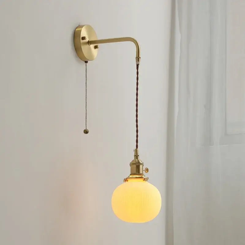 Modern brass and ceramic copper led wall lamp bedroom sconce
