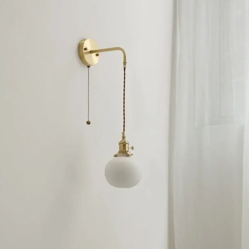 Modern brass and ceramic copper led wall lamp bedroom sconce