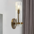 Modern brass and clear glass metal arm sconce bedroom wall light