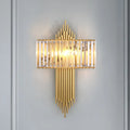 Modern brass and crystal rectangular wall lighting for bedroom