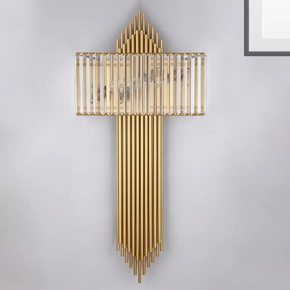 Modern brass and crystal rectangular wall lighting for bedroom