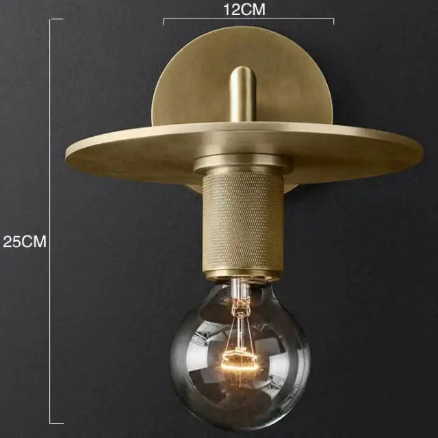 Modern brass and glass wall sconce bedroom light
