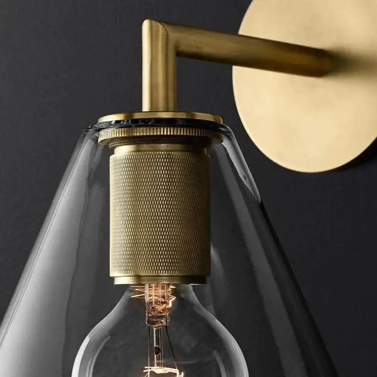 Modern brass and glass wall sconce bedroom light