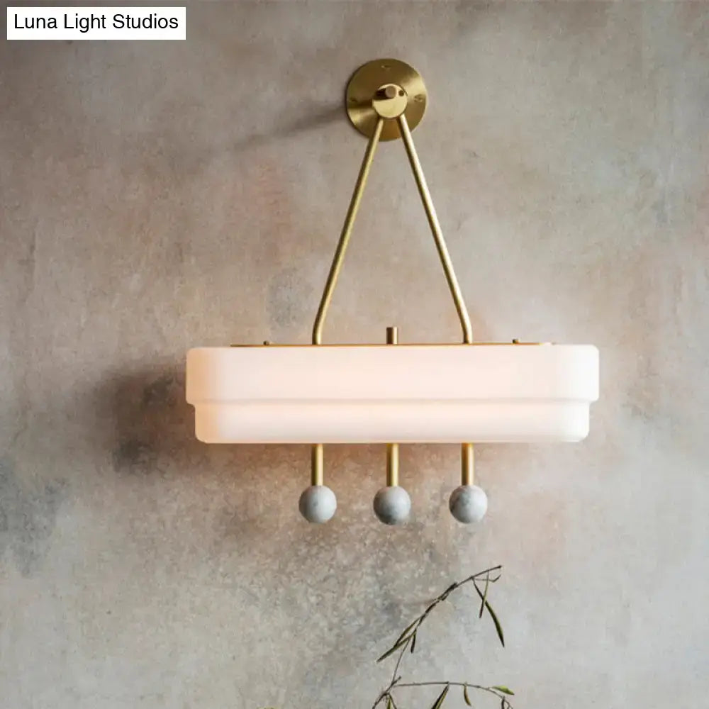 Modern brass and gray sconce light fixture – dining room wall lamp