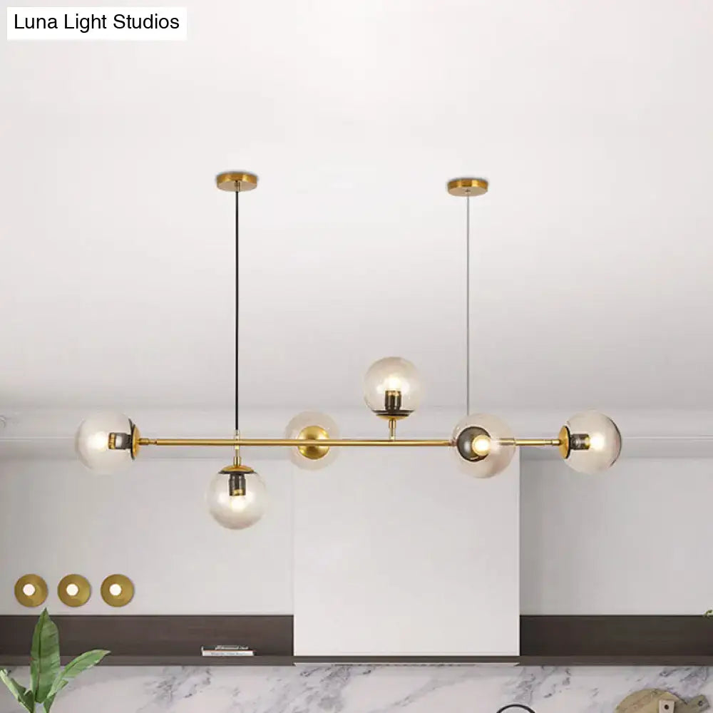Modern brass and smoke gray bubble chandelier – dining room light