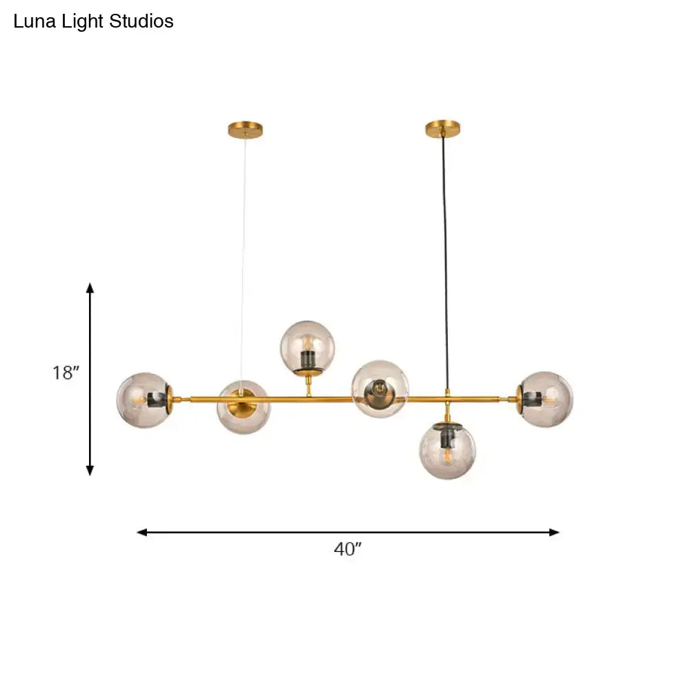 Modern brass and smoke gray bubble chandelier – dining room light