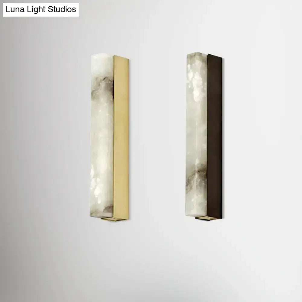 Modern brass and white onyx wall lighting – living room sconce