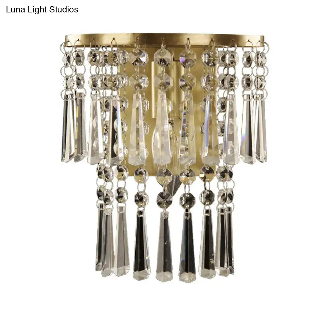 Modern brass beveled glass crystal wall sconce corridor light