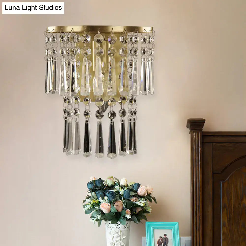 Modern brass beveled glass crystal wall sconce corridor light