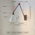 Modern brass black swing arm wall lamp bedroom sconce with white shade
