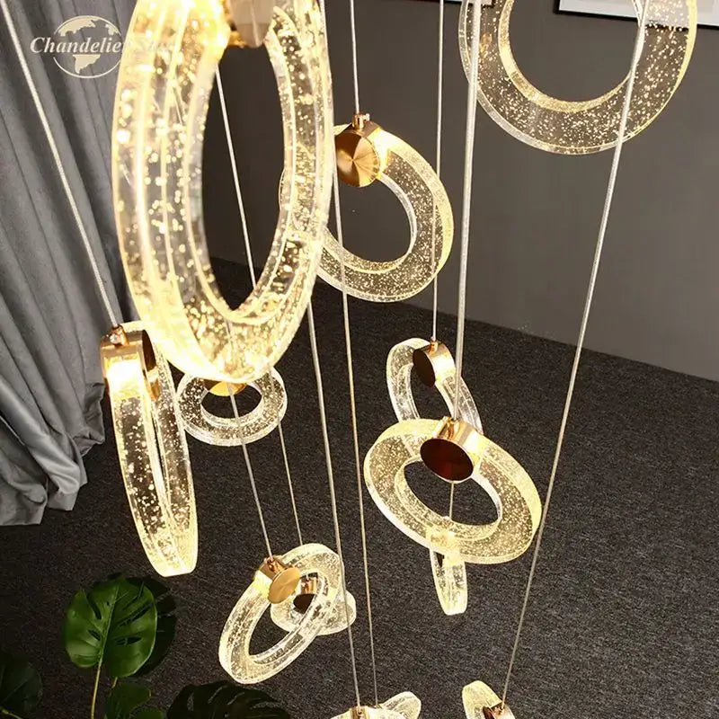 Modern brass bubble crystal led chandelier bedroom pendant light