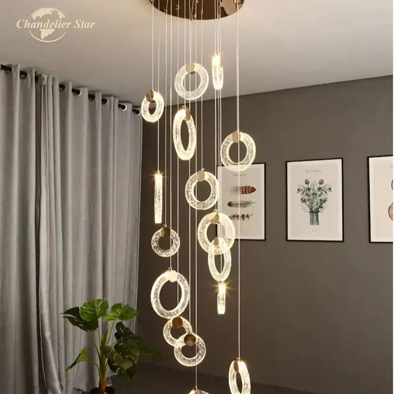 Modern brass bubble crystal led chandelier bedroom pendant light