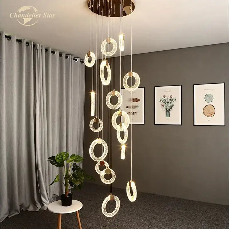 Modern brass bubble crystal led chandelier bedroom pendant light